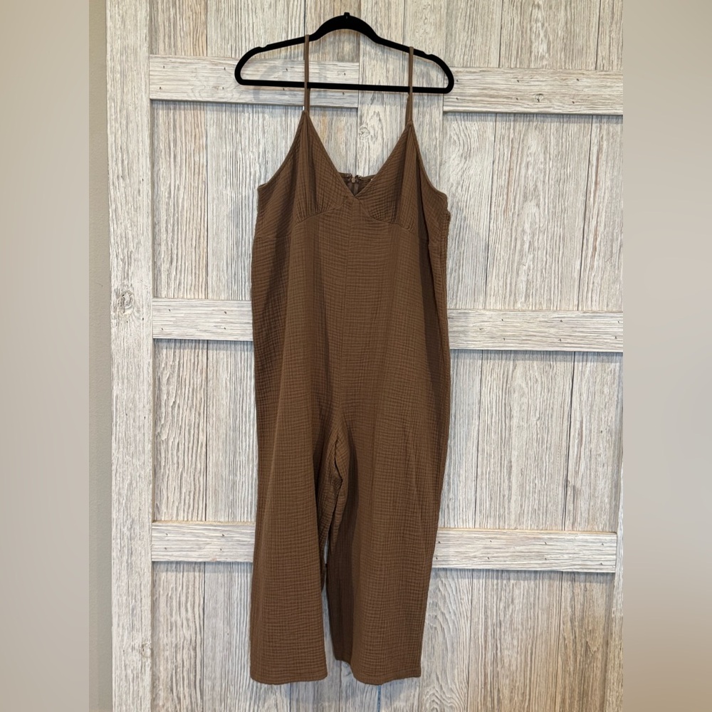 Jenni Wide Leg Ankle Length Jumpsuit Sz XXL Adjustable Straps Zipper in Back